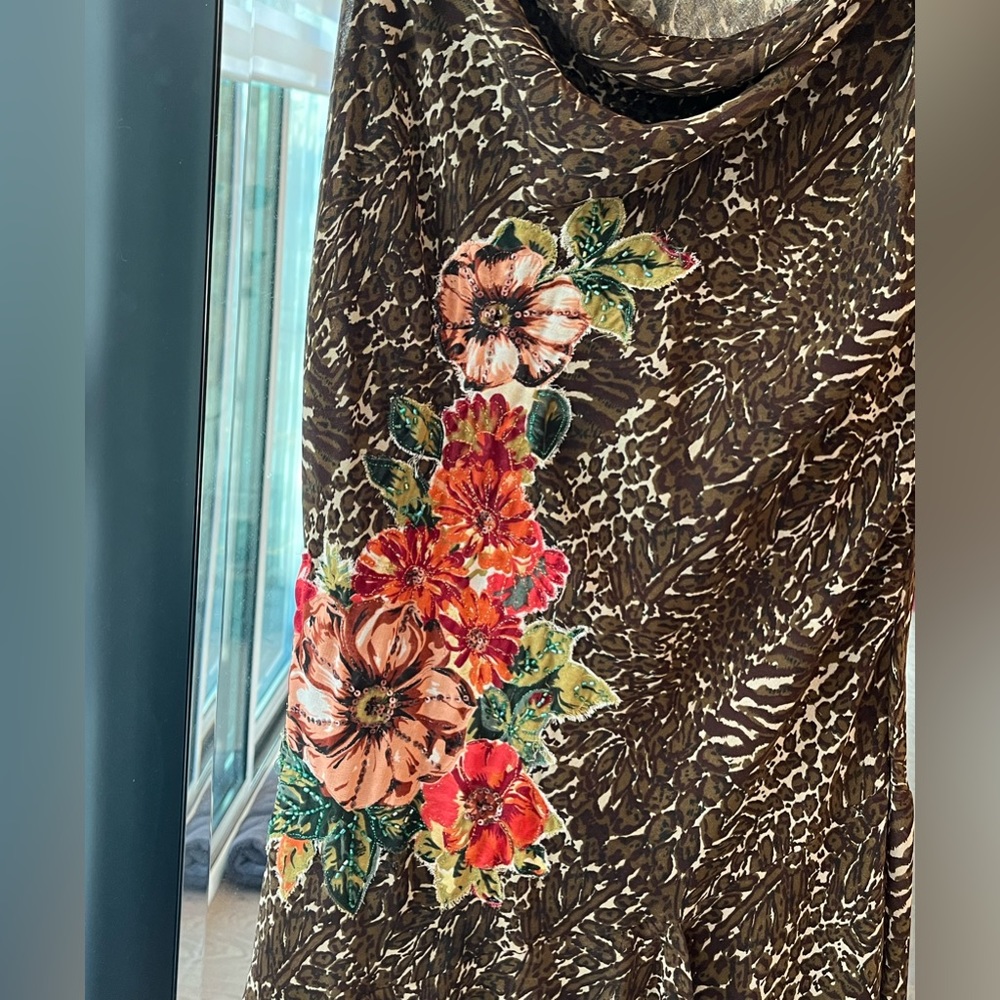Vintage Animal Print & Floral Embellished Dress